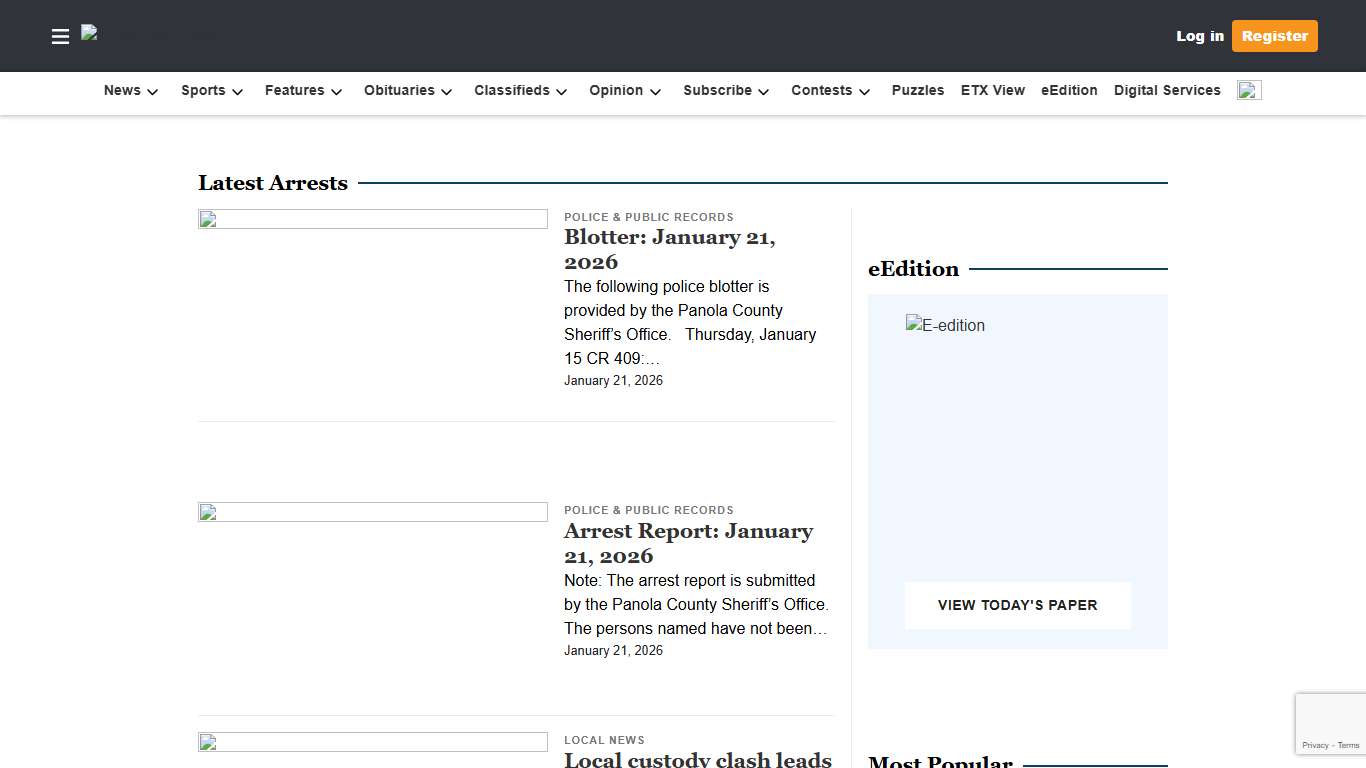 Arrests Panola Watchman